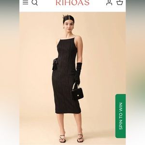 Black Water Ripple Pearl Cocktail Dress